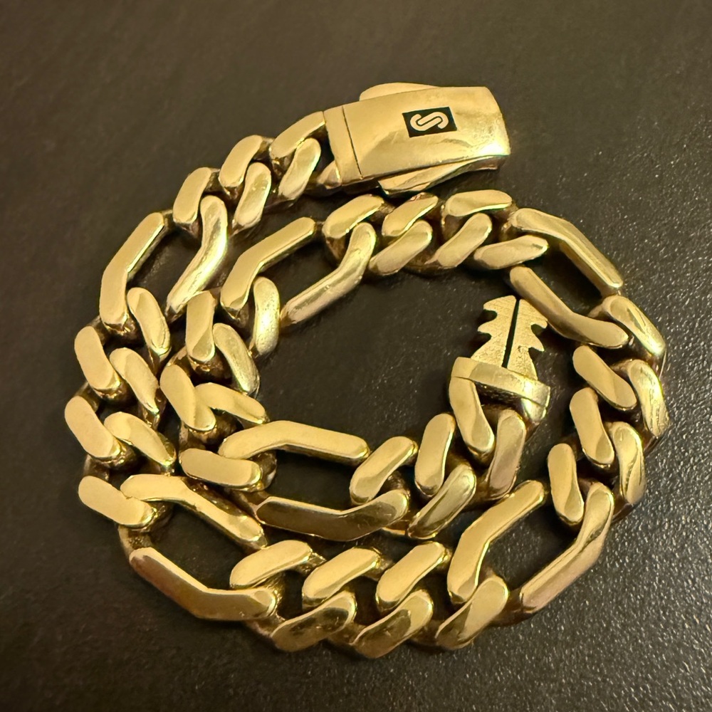 Monaco Chain Miami Cuban Figaro Link 9mm 9in 12.5g 14K Yellow Gold EUC